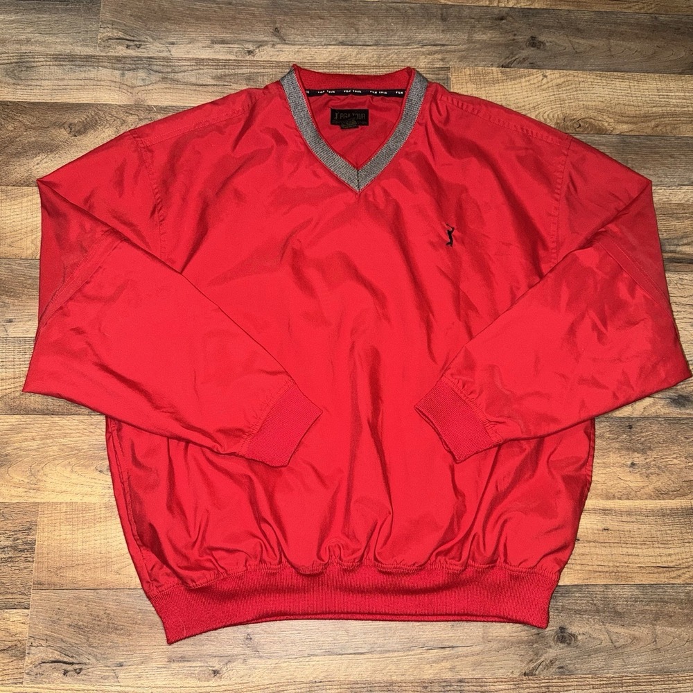 PGA Tour Signature Collection Men's Large Red Zip Off Sleeves‎ Pullover Jacket